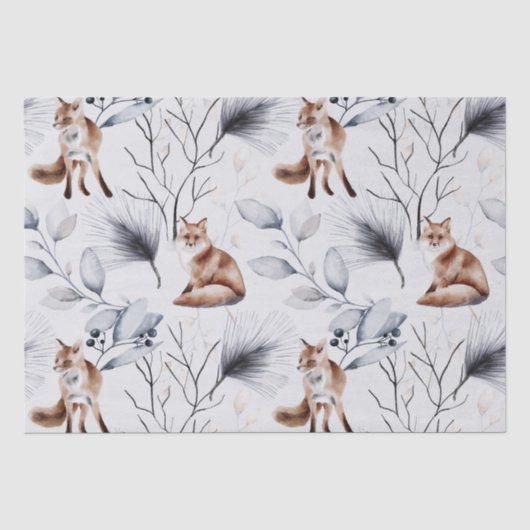 Botanische Waterverf winterfox Tissuepapier (Voorkant)