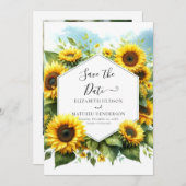 Botanische Waterverf Zonnebloem bruiloft Save The Date (Voorkant / Achterkant)