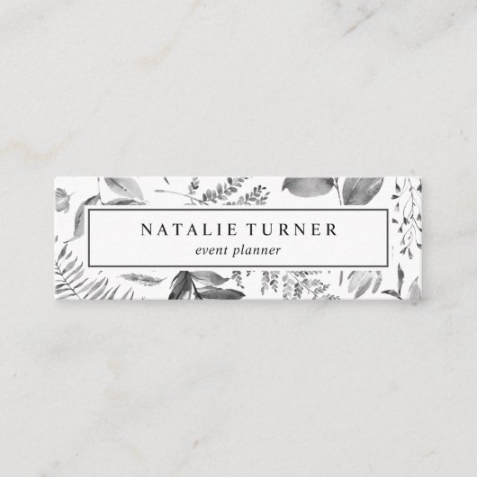 Botanische Waterverf zwart-wit Mini Visitekaartje (Voorkant)