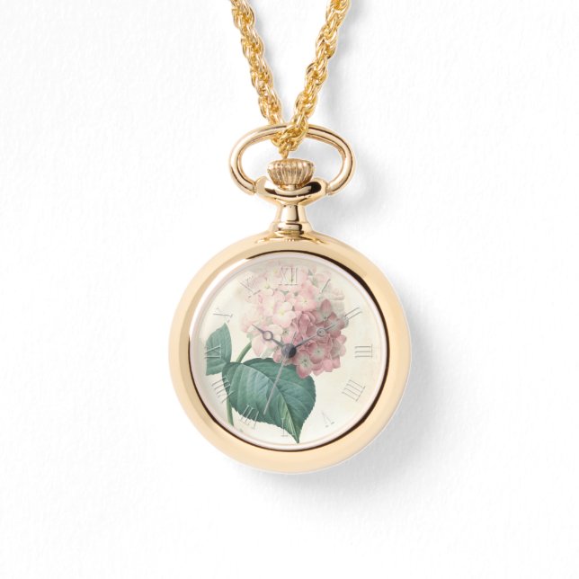  Botanische Waterverven Hydrangea W Horloge (Voorkant)