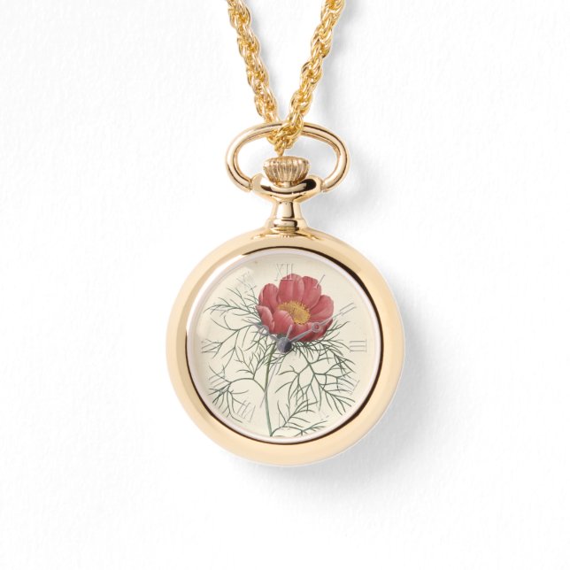  Botanische Waterverven Peony W Horloge (Voorkant)