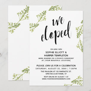 Botanische 'We Eloped' Typografie Na De Bruiloft Kaart