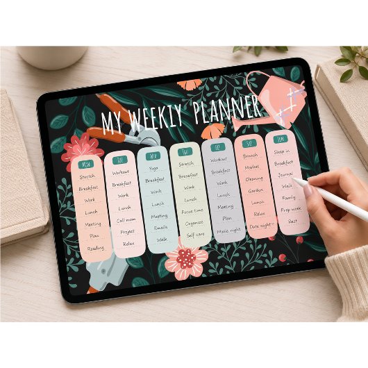 Botanische weekplanner sjabloon poster