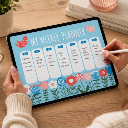Botanische weekplanner sjabloon poster
