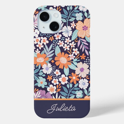 Botanische weelderige bloempatroon scriptnaam Case-Mate iPhone case (Achterkant)