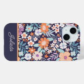 Botanische weelderige bloempatroon scriptnaam Case-Mate iPhone case (Achterkant (horizontaal))