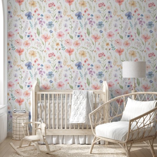 botanische weide met wilde bloemen behang (Kinderen)