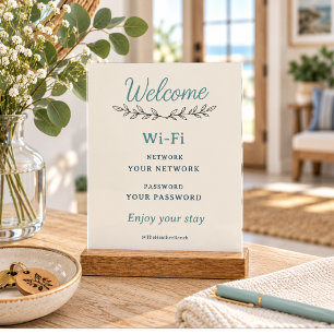 Botanische Welcome Wi-Fi Details Acryl Bord