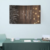 Botanische Welkomstbruiloft van Rustic String Ligh Spandoek (Beurs)