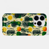 Botanische wervelingen en bladeren met aangepaste  Case-Mate iPhone case (Achterkant (horizontaal))