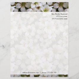 Botanische White Flowers Aangepast adres Briefhoofd Ontwerp