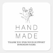 Botanische White Minimalist Handmade Business Vierkante Sticker (Voorkant)