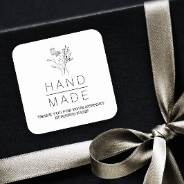 Botanische White Minimalist Handmade Business Vierkante Sticker