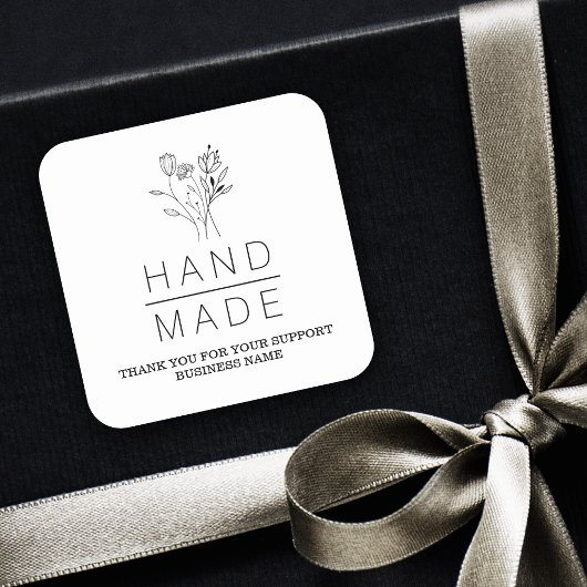 Botanische White Minimalist Handmade Business Vierkante Sticker