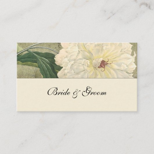  botanische White Peony Place Cards Plaatskaartje (Voorkant)