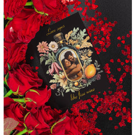 Botanische wijnfles, liefde leeftijden als goede w feestdagenkaart