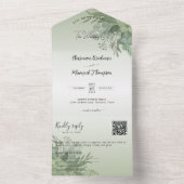 Botanische Wijze Groene QR Code Bruiloft All In One Uitnodiging (Binnen)