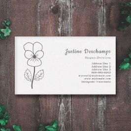 Botanische Wild Pansy Line Art Bloem Visitekaartje