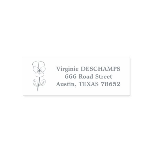 Botanische Wild Pansy Line Art Bloem Zelfinktende Stempel (Design)