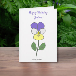Botanische Wild Pansy Pastel Flower Verjaardag Kaa Kaart