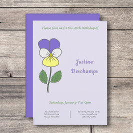 Botanische Wild Pansy Verjaardagsuitnodiging Kaart