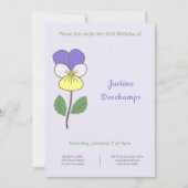 Botanische Wild Pansy Verjaardagsuitnodiging Kaart (Voorkant)