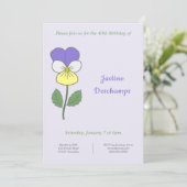 Botanische Wild Pansy Verjaardagsuitnodiging Kaart (Staand voorkant)