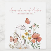 Botanische Wildbloem Bloem Boho Aangepaste Bruilof Wijn Etiket (Enkel label)