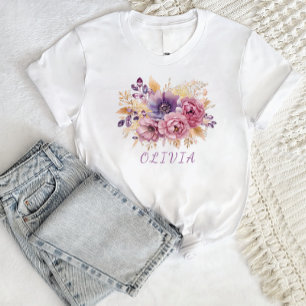 Botanische Wildbloem Bloem Boho gepersonaliseerd T-shirt