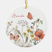 Botanische Wildbloem Bloem Boho gepersonaliseerde Keramisch Ornament (Voorkant)