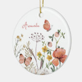 Botanische Wildbloem Bloem Boho gepersonaliseerde Keramisch Ornament (Links)