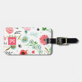 Botanische wildbloemen, allesoverdruk bagagelabel