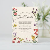 Botanische Wildbloemen Bruiloft Details Info Informatiekaartje (Staand voorkant)