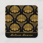 Botanische Wildbloemen Elegant Chique Zwart & Goud Vierkante Visitekaartje (Voorkant)