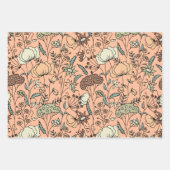 Botanische Wildbloemen Perzik Fuzz & Olijfgroen Inpakpapier Vel (Voorkant 2)