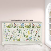 Botanische Wildbloemgrens Een Vlinder Decoupage