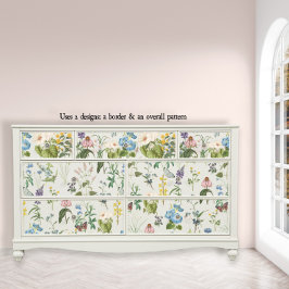 Botanische Wildbloemgrens Een Vlinder Decoupage Tissuepapier