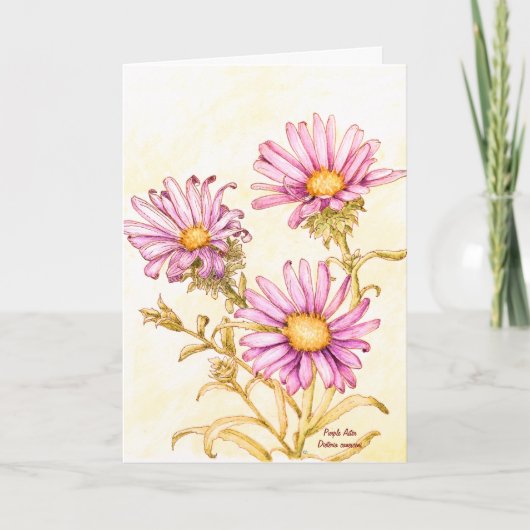 Botanische wilde bloem aquarel, blanco binnenkant kaart (Voorkant)