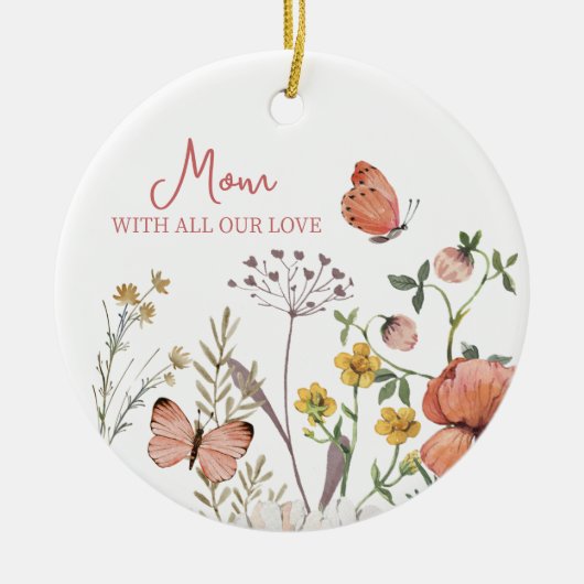 Botanische Wilde Bloem Boho Persoonlijke Naam Keramisch Ornament (Voorkant)
