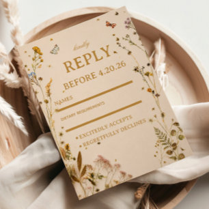 Botanische Wilde Bloem Elegant RSVP Kaartje