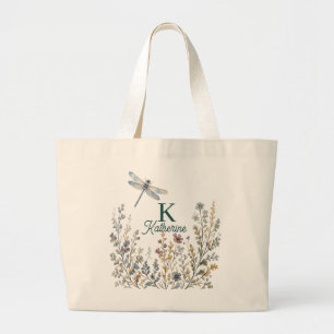 Botanische Wilde Bloem Libel Monogram Canvas Tas