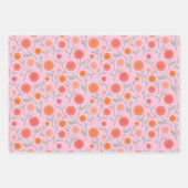 Botanische wilde bloem Paardenbloem Roze Patroon Inpakpapier Vel (Voorkant 2)