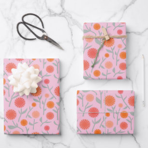 Botanische wilde bloem Paardenbloem Roze Patroon Inpakpapier Vel