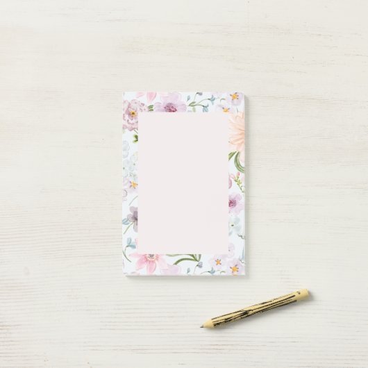 Botanische Wilde Bloem Post-it® Notes (Op bureau)