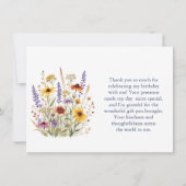 Botanische Wilde Bloem Verjaardag Script Hartelijk Bedankkaart (Achterkant)