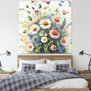 Botanische wilde bloem watercolor poster – Motivat Canvas Afdruk