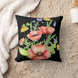 Botanische Wilde Bloemen Boeket Watercolor Kunst Kussen