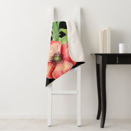 Botanische Wilde Bloemen Boeket Watercolor Kunst Sherpa Deken