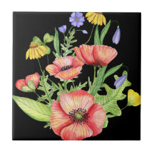 Botanische Wilde Bloemen Boeket Watercolor Kunst