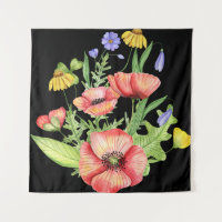 Botanische Wilde Bloemen Boeket Watercolor Kunst